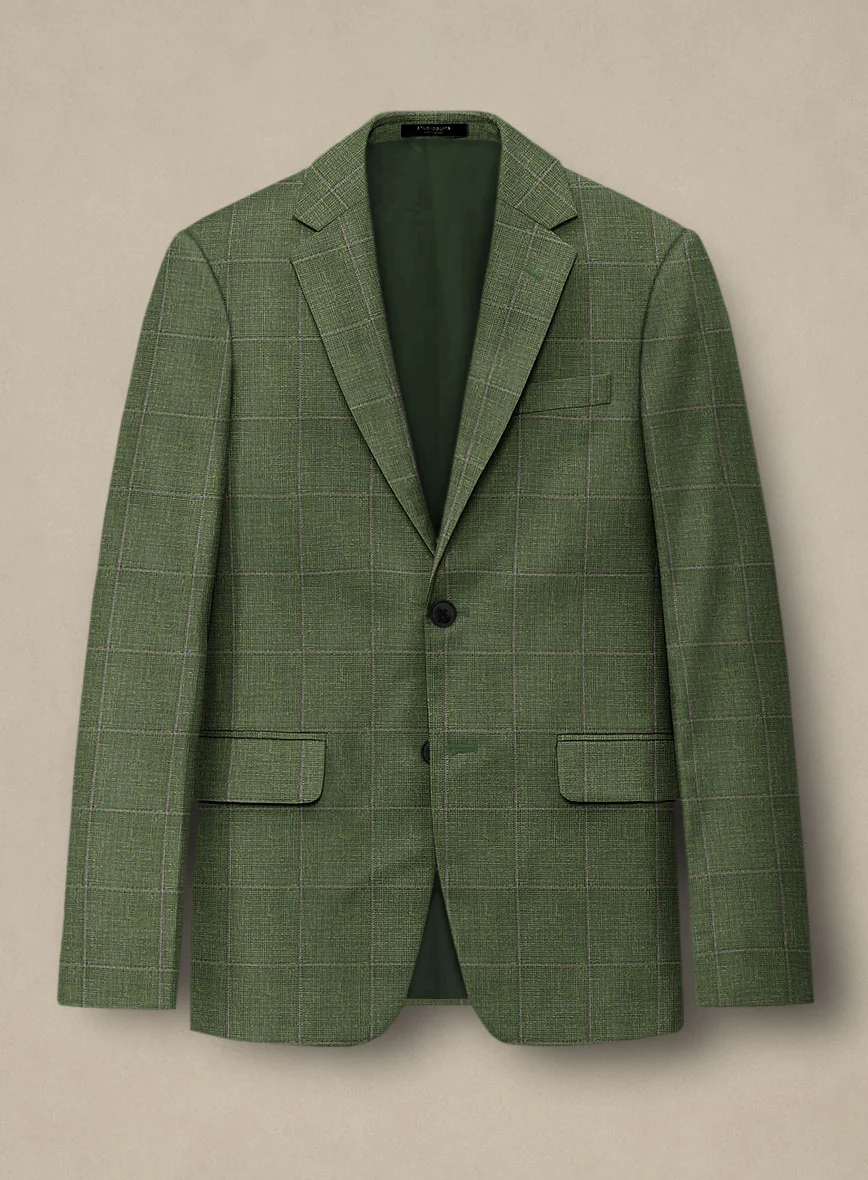 Italian Murano Josaya Green Wool Linen Silk Suit - Image 2