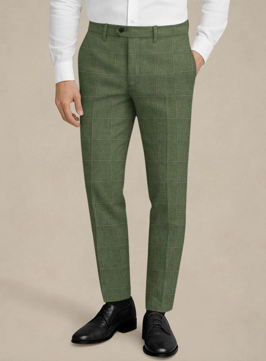 Italian Murano Josaya Green Wool Linen Silk Suit - Image 5