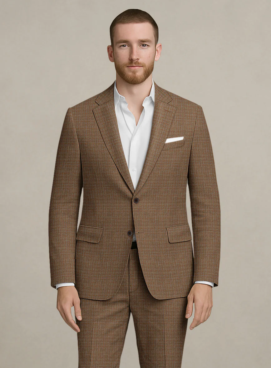 Italian Murano Karilo Brown Wool Linen Silk Suit - Image 2