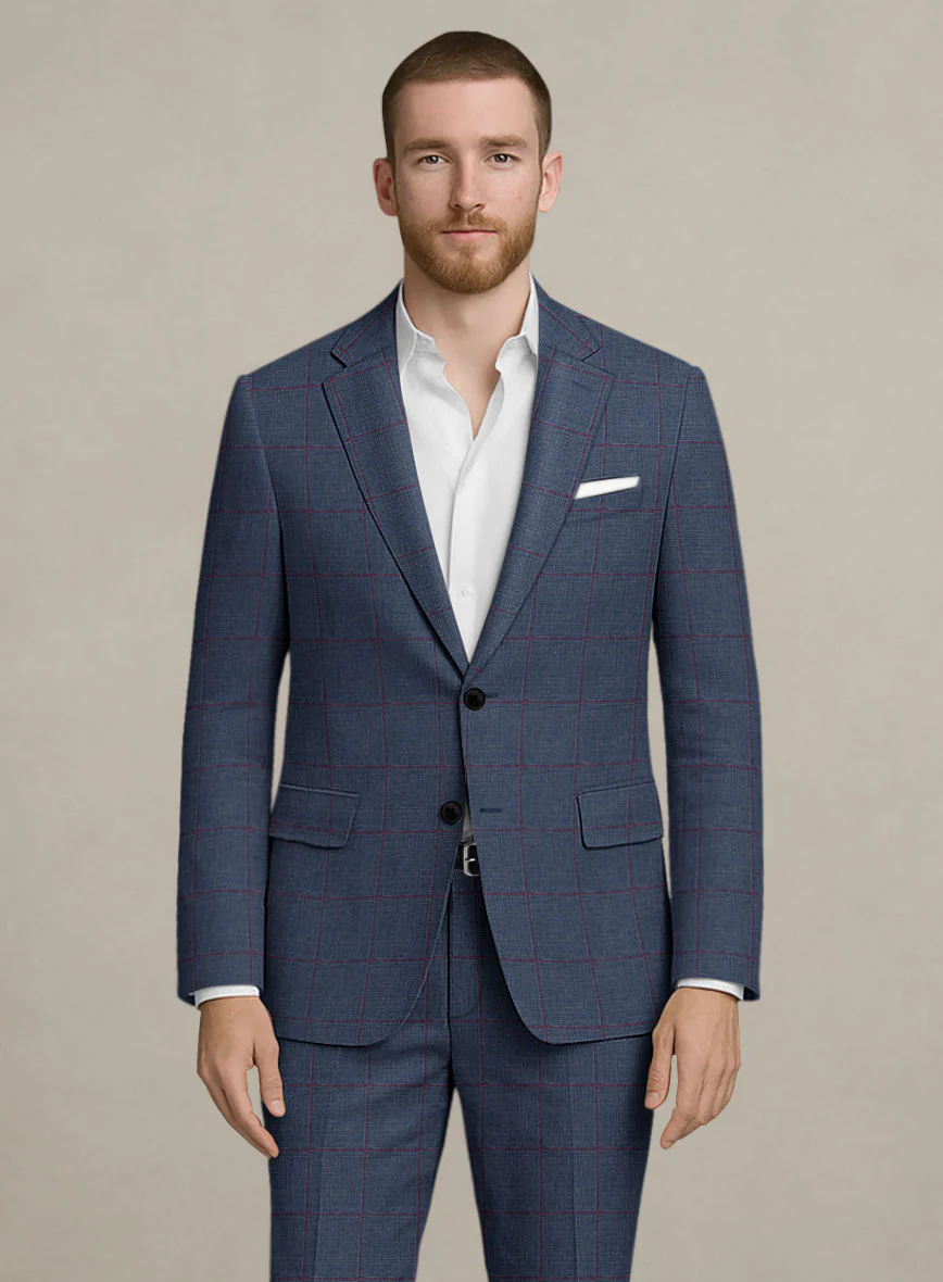 Italian Murano Leopo Blue Wool Linen Suit - Image 3
