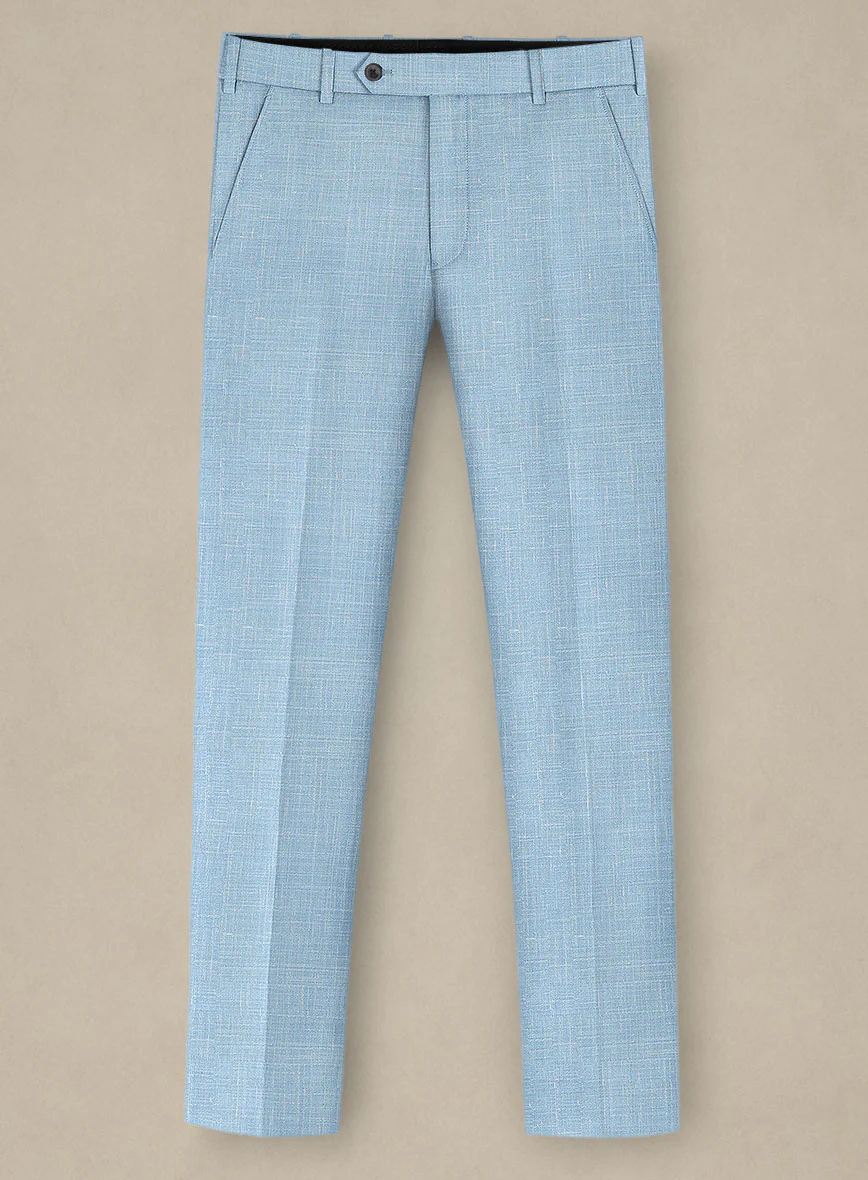 Italian Murano Light Blue Wool Linen Suit - Image 5