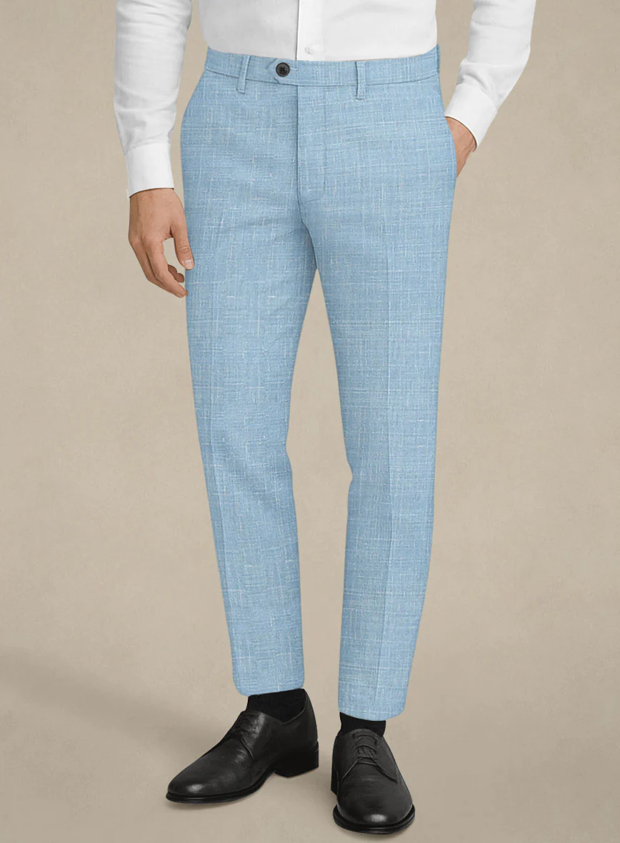 Italian Murano Light Blue Wool Linen Suit - Image 6