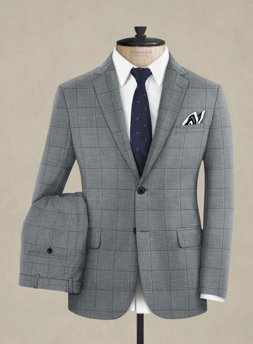 Italian Murano Light Gray Wool Linen Silk Suit - Image 2