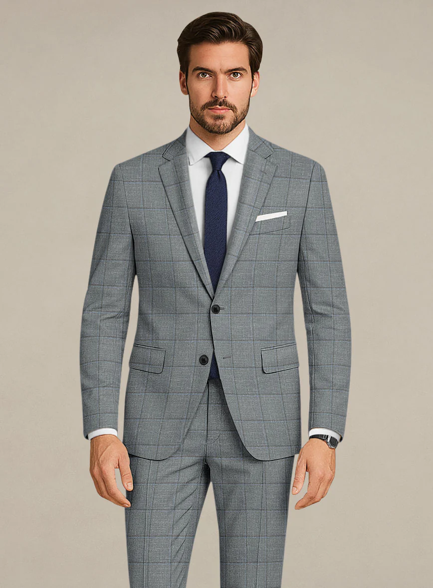 Italian Murano Light Gray Wool Linen Silk Suit - Image 3