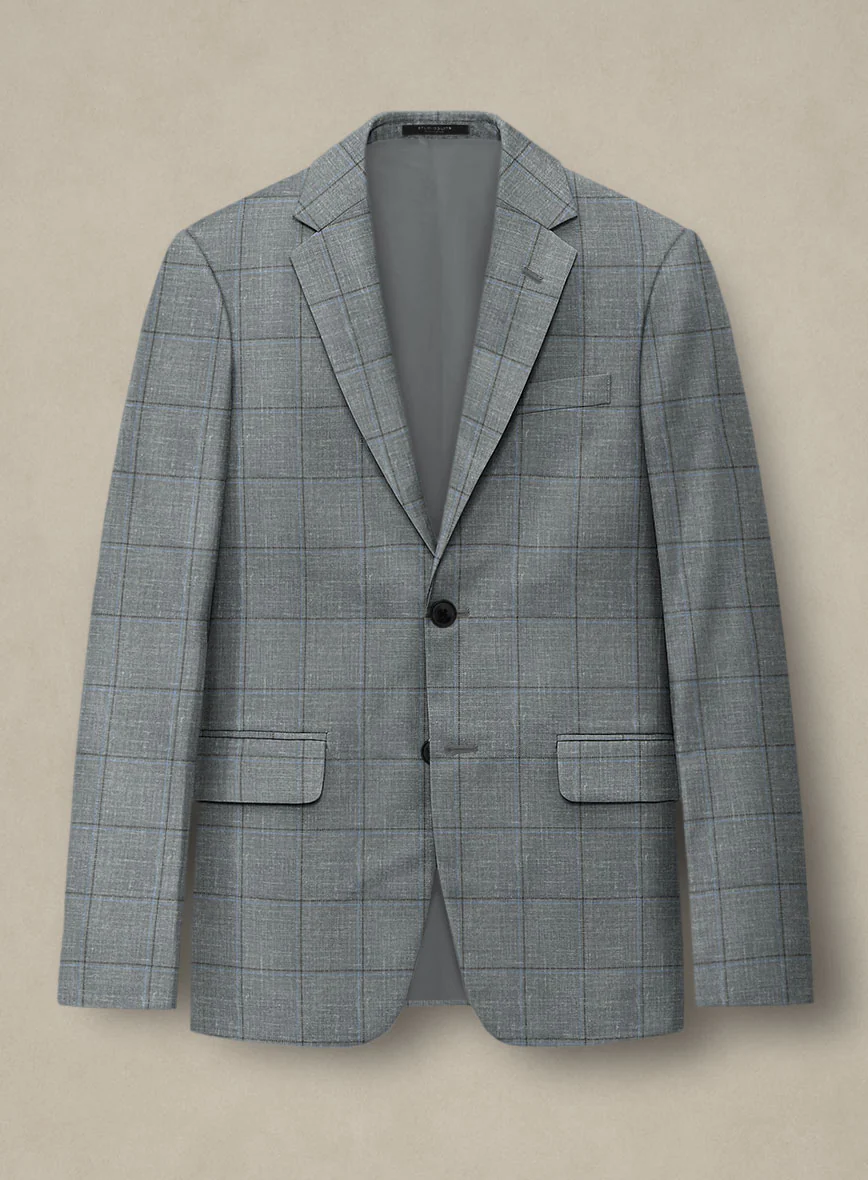Italian Murano Light Gray Wool Linen Silk Suit - Image 4