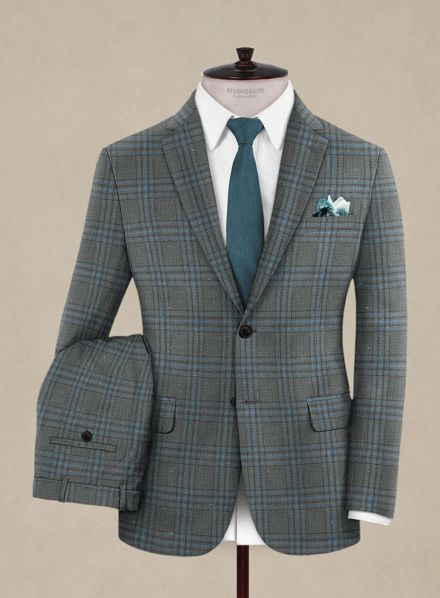 Italian Murano Livado Gray Wool Linen Silk Suit - Image 2