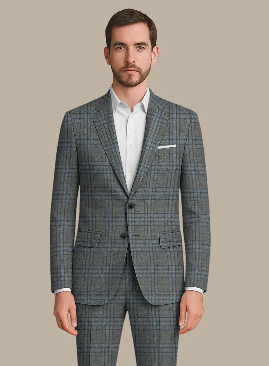 Italian Murano Livado Gray Wool Linen Silk Suit - Image 3