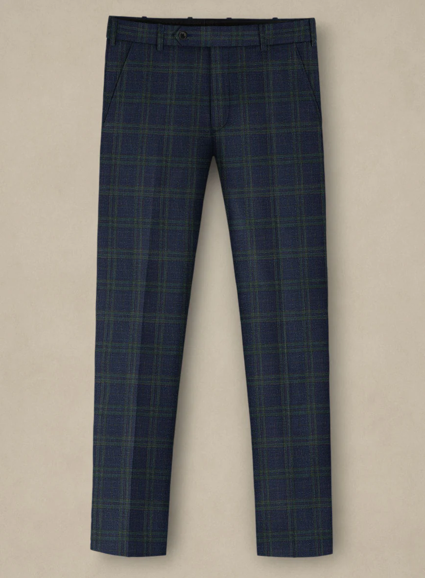 Italian Murano Loni Blue Wool Linen Silk Pants - Image 2