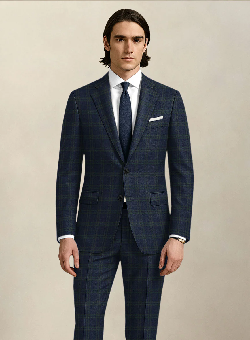 Italian Murano Loni Blue Wool Linen Silk Suit - Image 3