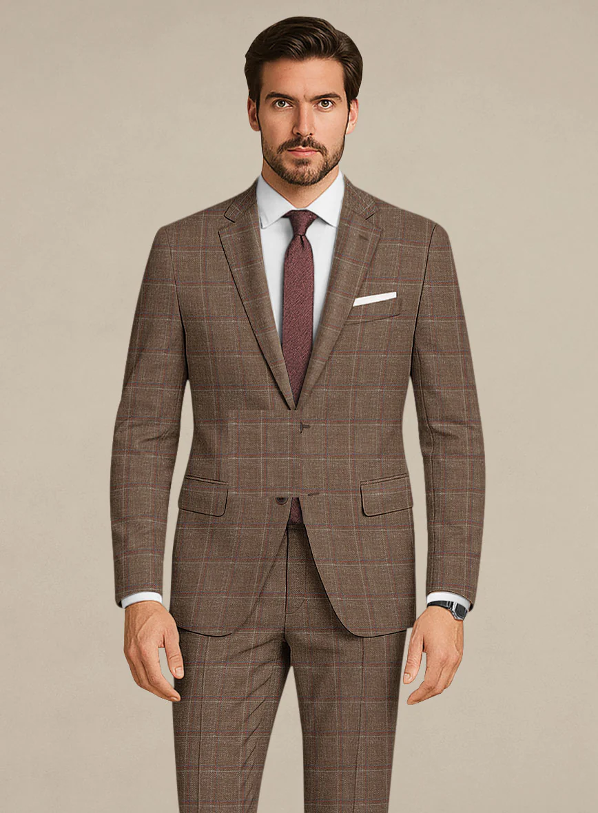 Italian Murano Manole Brown Wool Linen Silk Suit - Image 3