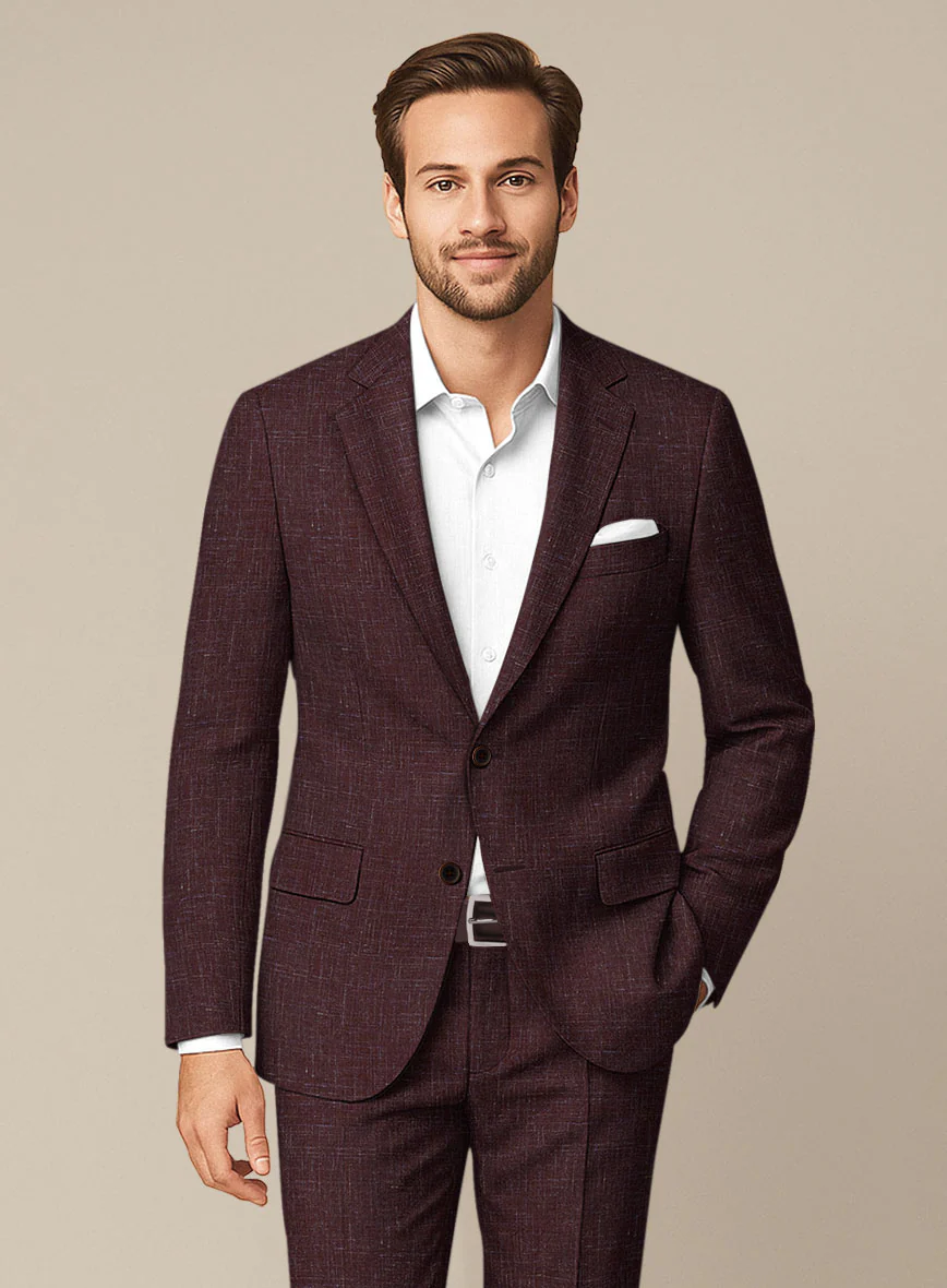 Italian Murano Maroon Wool Linen Jacket - Image 2