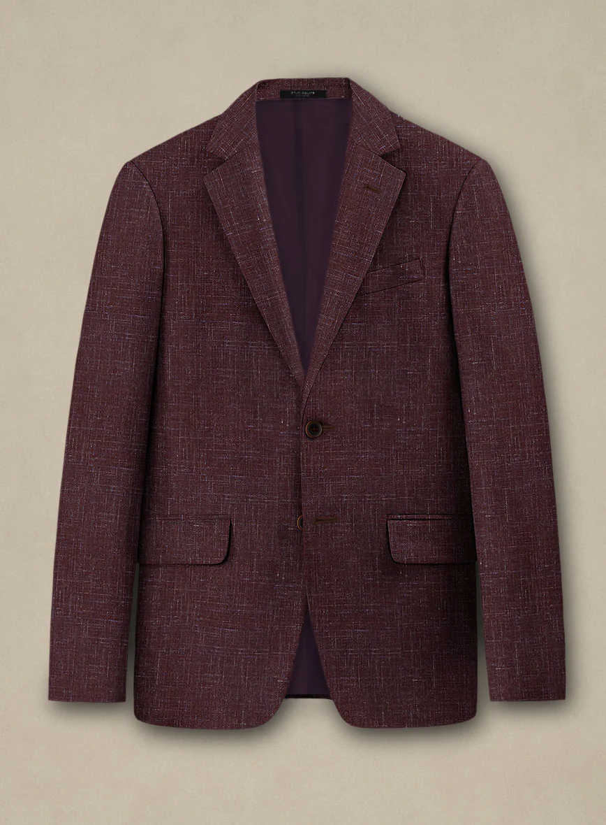 Italian Murano Maroon Wool Linen Suit - Image 4