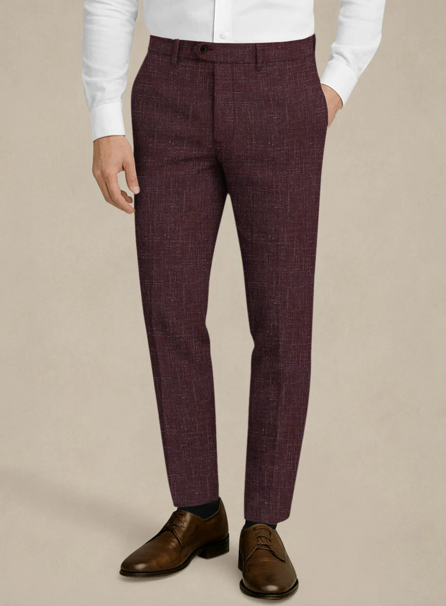 Italian Murano Maroon Wool Linen Suit - Image 6