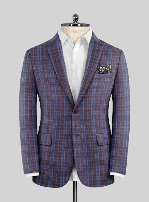Italian Murano Moque Checks Wool Linen Suit - Image 2
