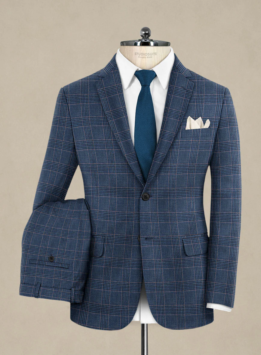 Italian Murano Najela Blue Wool Linen Silk Suit - Image 2