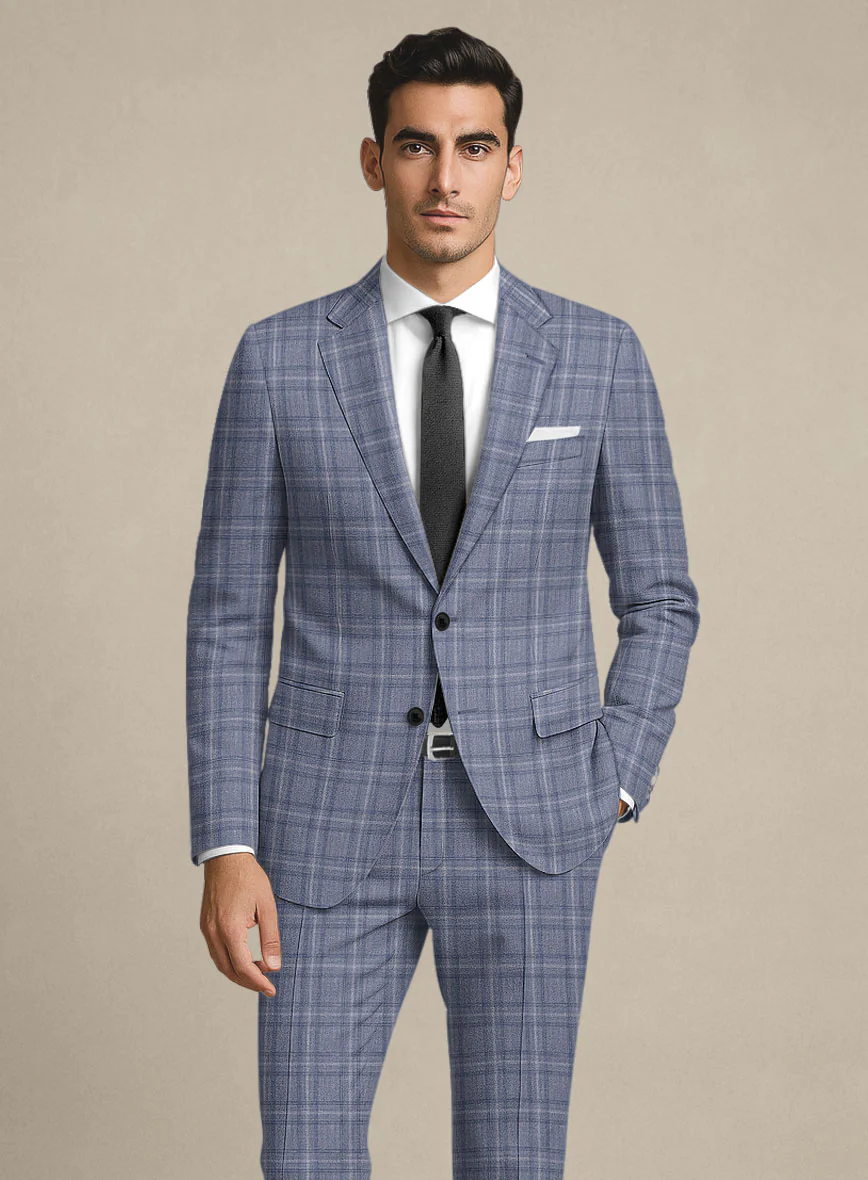 Italian Murano Natino Blue Wool Suit - Image 3