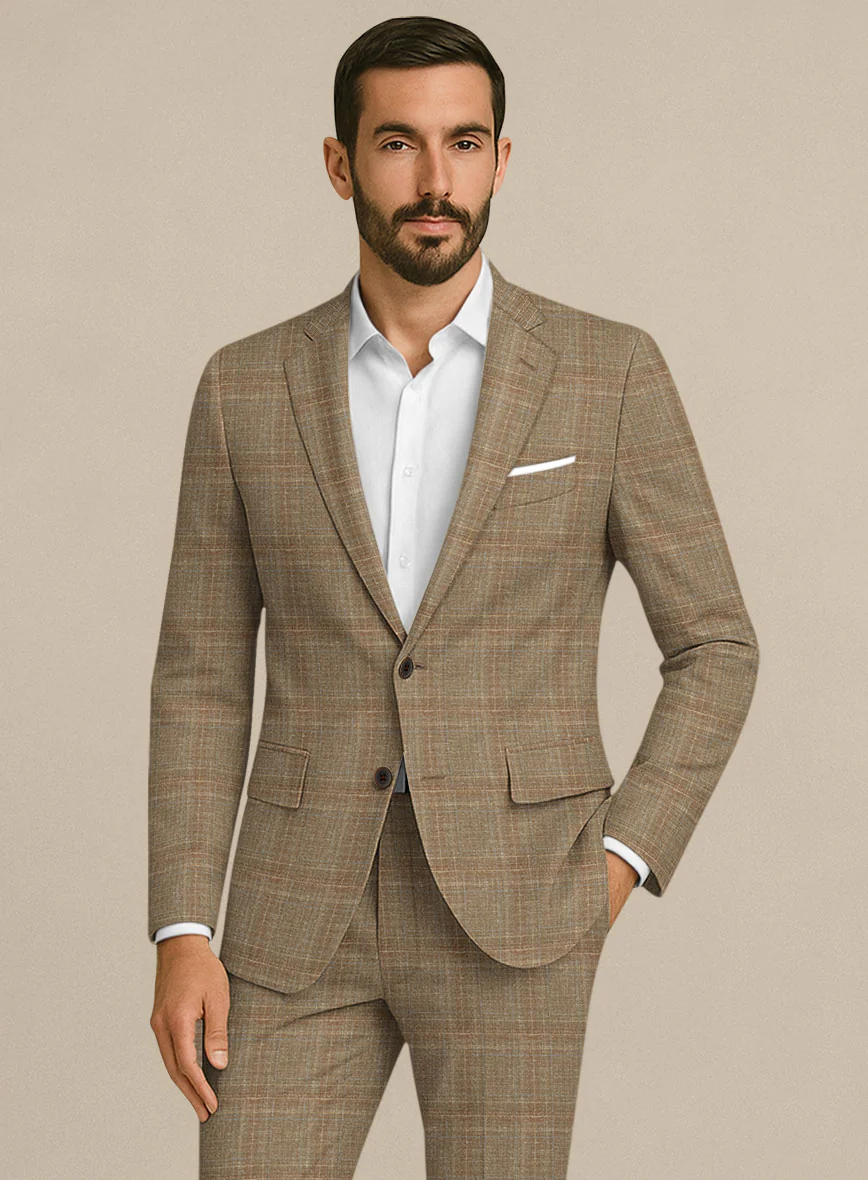 Italian Murano Ocavi Brown Wool Linen Silk Suit - Image 3
