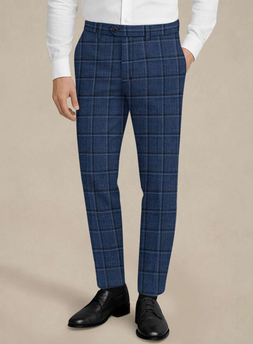 Italian Murano Odi Blue Wool Linen Silk Suit - Image 6