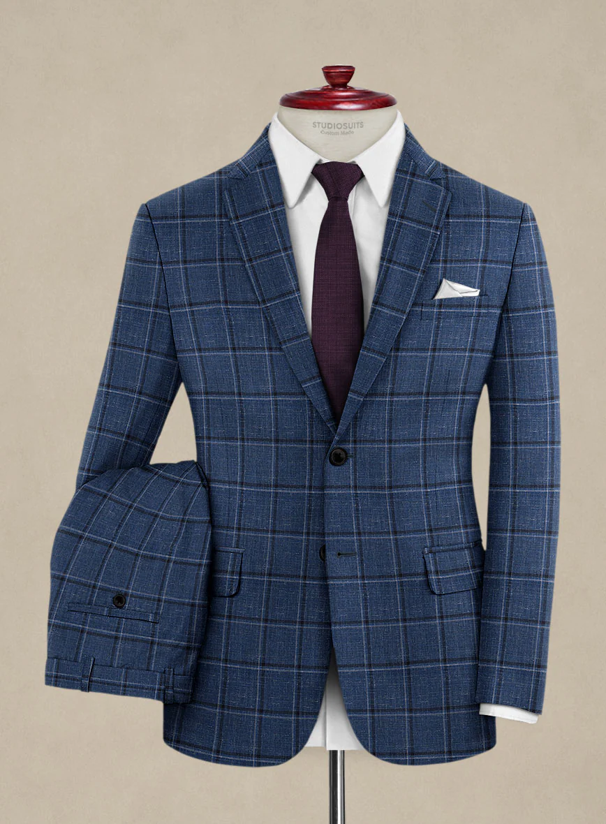 Italian Murano Odi Blue Wool Linen Silk Suit - Image 2