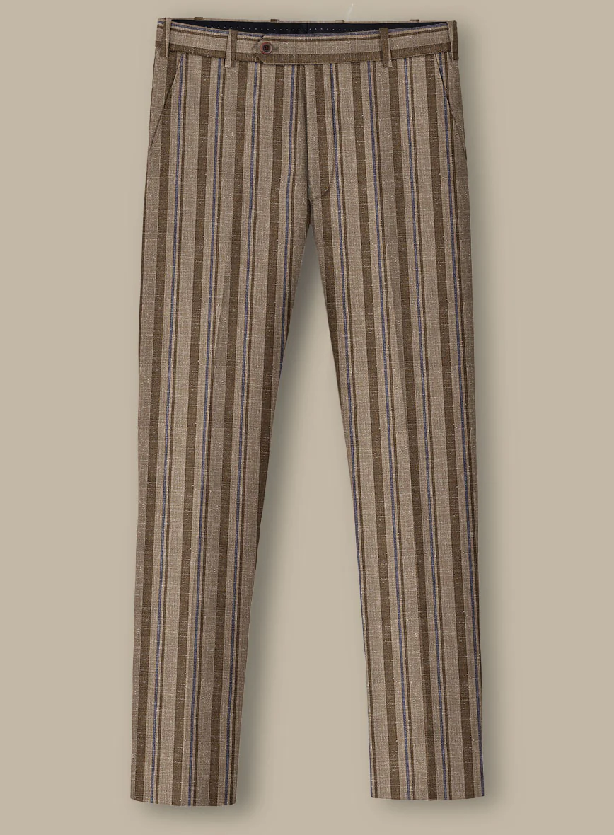 Italian Murano Omini Stripe Wool Linen Silk Pants - Image 2