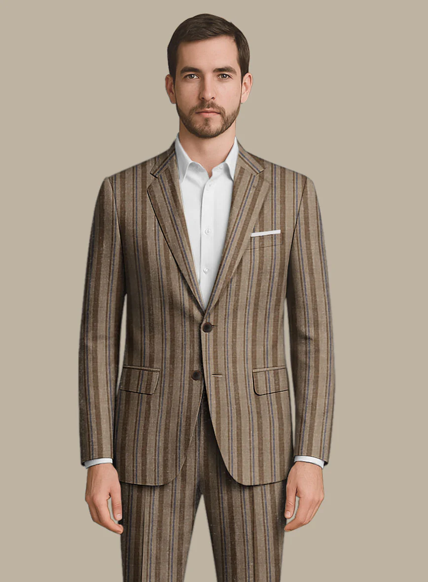 Italian Murano Omini Stripe Wool Linen Silk Jacket - Image 2