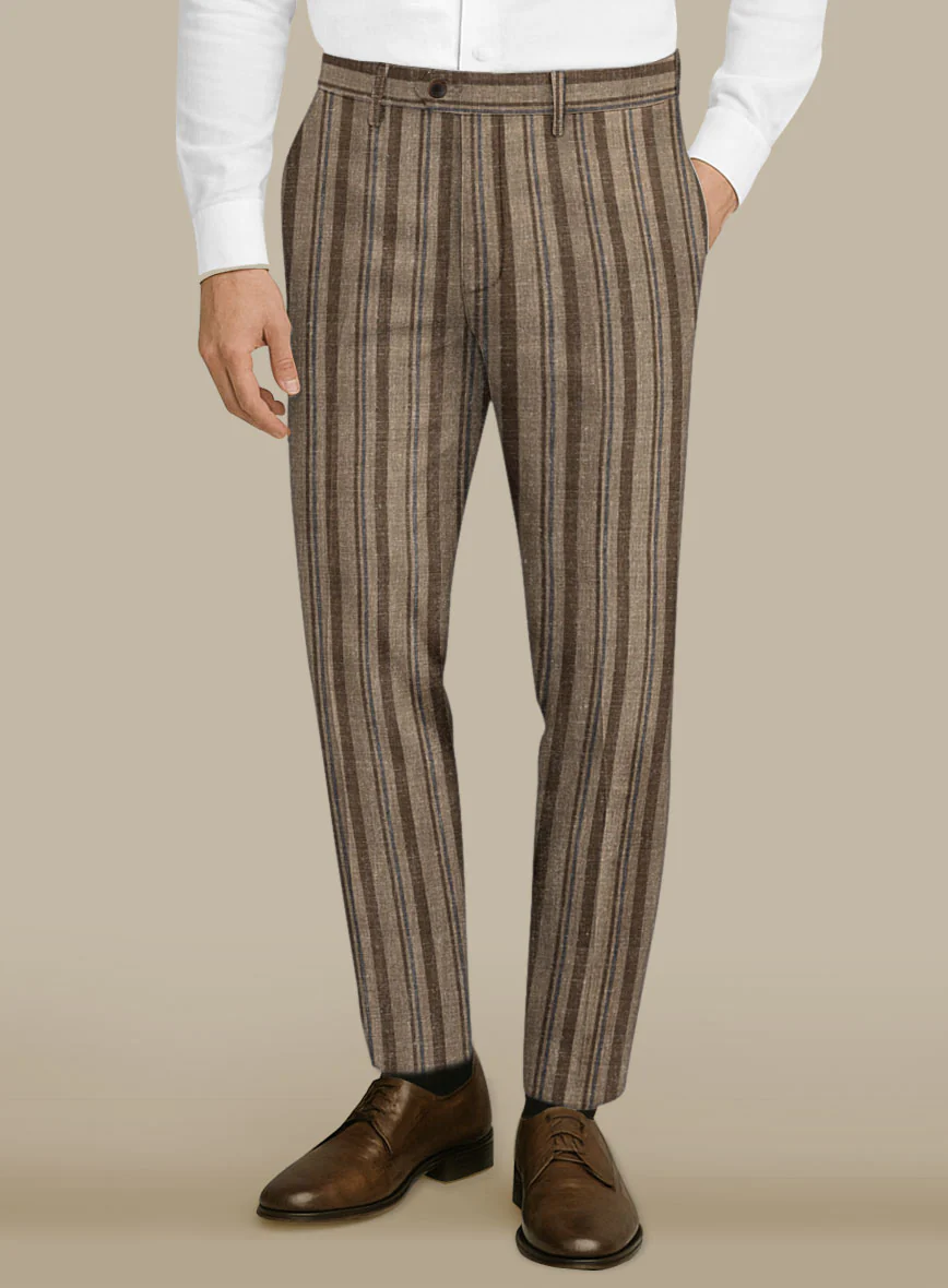 Italian Murano Omini Stripe Wool Linen Silk Suit - Image 7