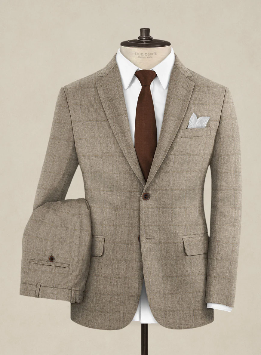 Italian Murano Padro Brown Wool Linen Silk Suit - Image 2