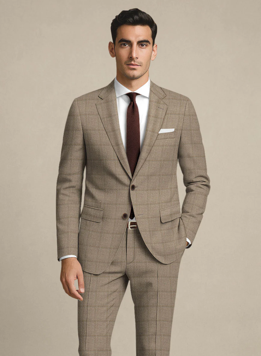 Italian Murano Padro Brown Wool Linen Silk Suit - Image 3