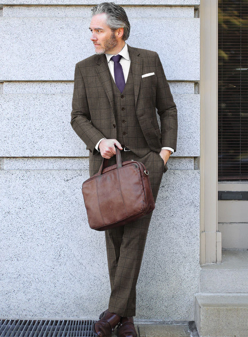 Italian Murano Paleno Brown Wool Linen Suit - Image 2