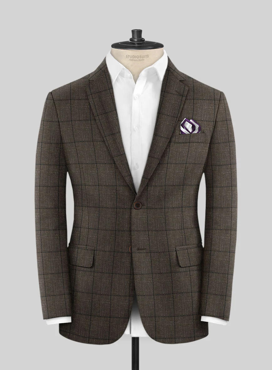 Italian Murano Paleno Brown Wool Linen Suit - Image 3