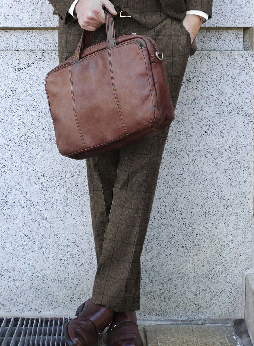 Italian Murano Paleno Brown Wool Linen Suit - Image 5