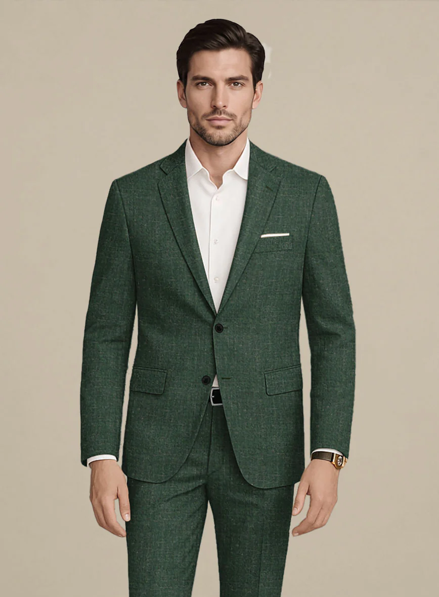 Italian Murano Pine Green Wool Linen Silk Jacket - Image 2