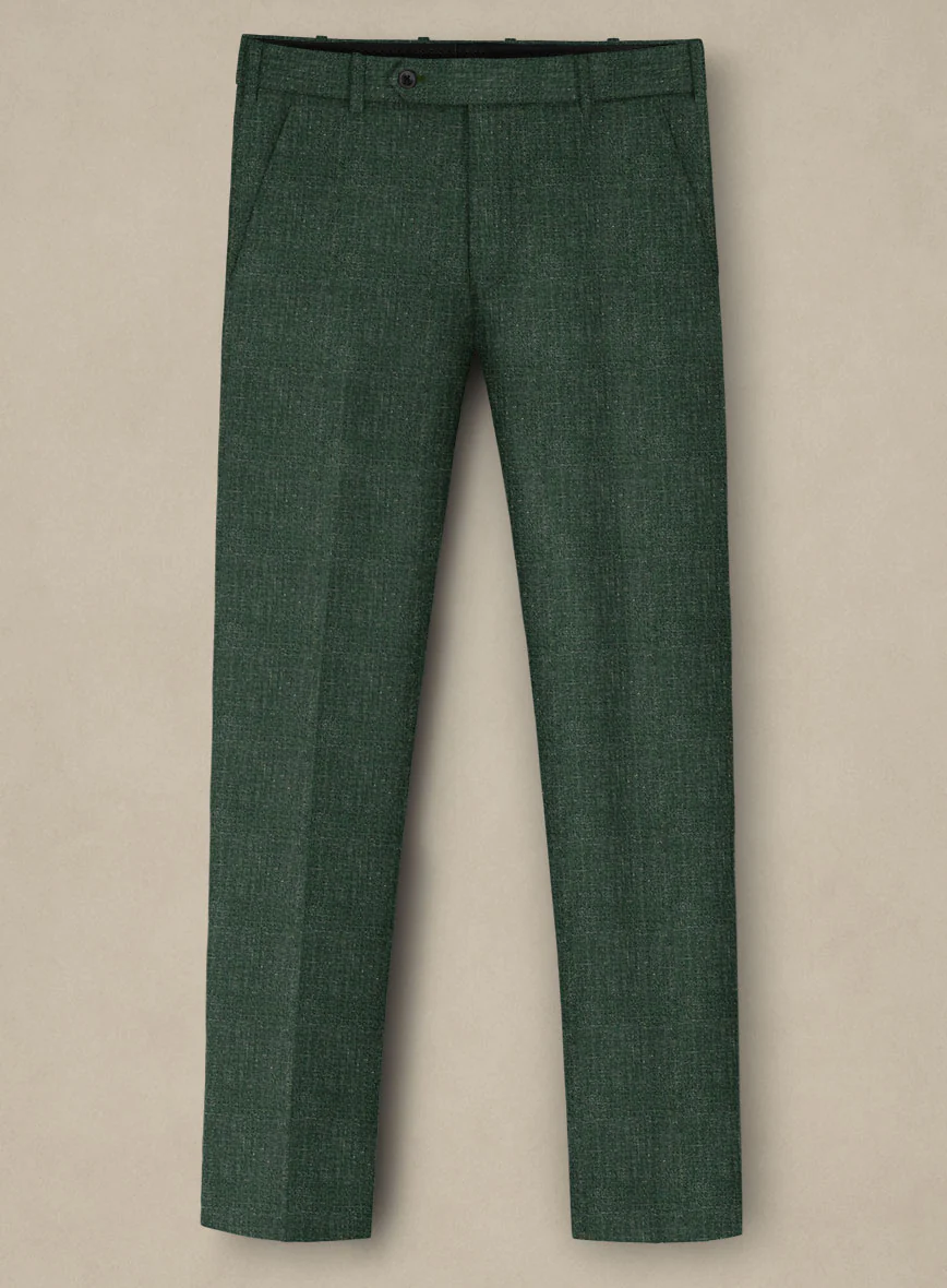 Italian Murano Pine Green Wool Linen Silk Pants - Image 2