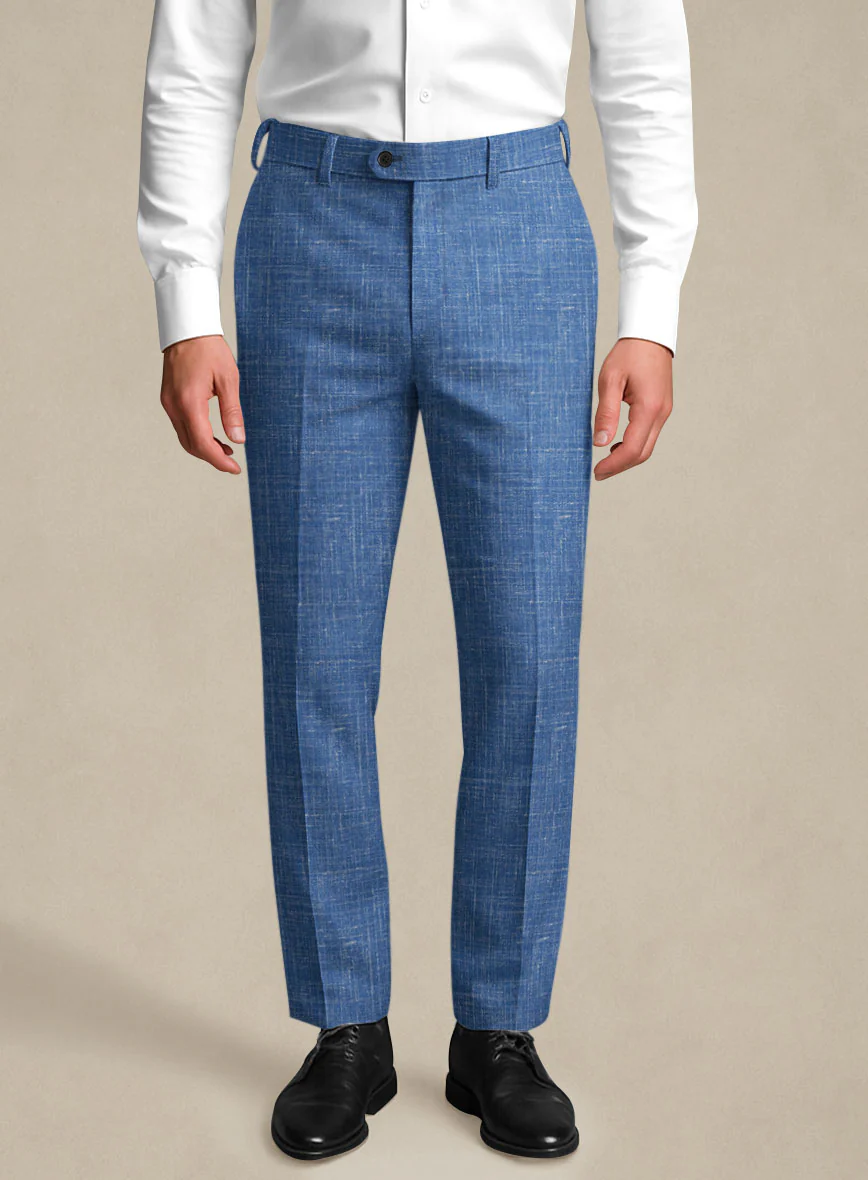 Italian Murano Portland Blue Wool Linen Suit - Image 6