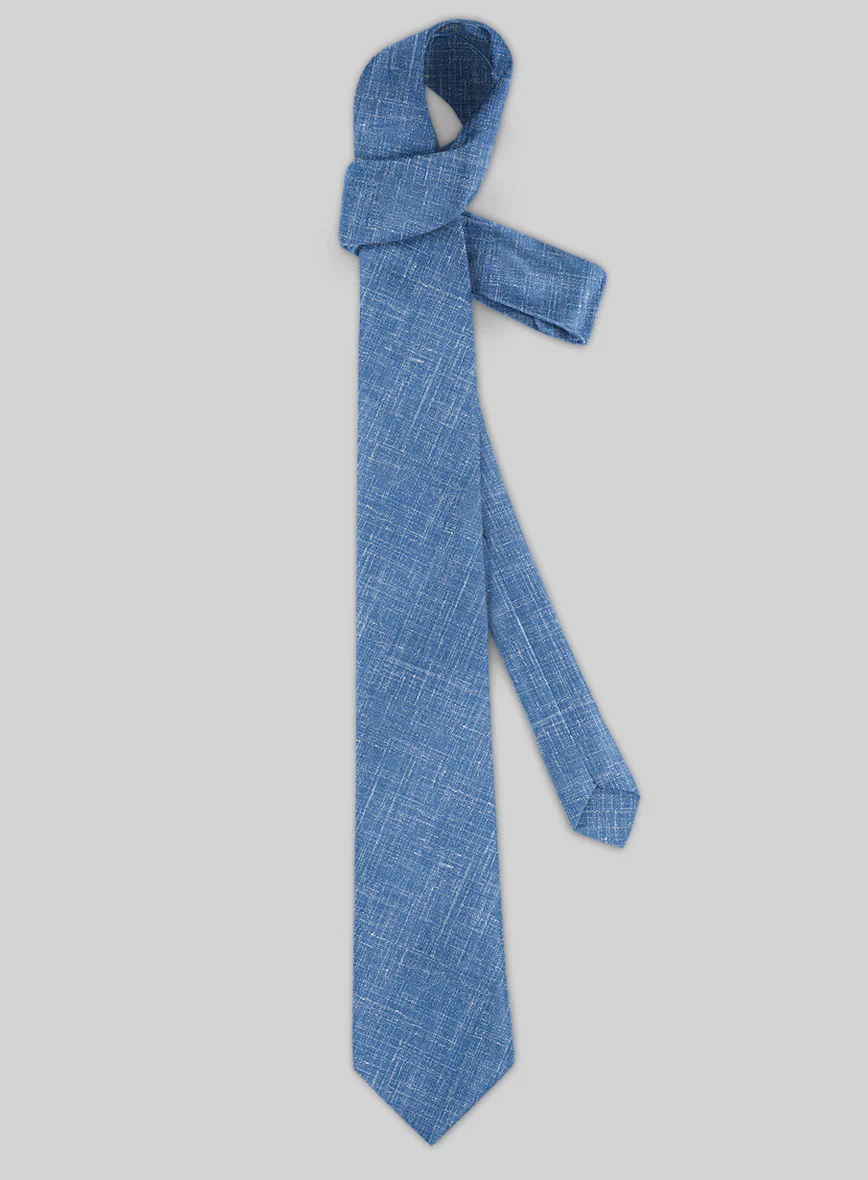 Italian Murano Wool Linen Tie -  Portland Blue - Image 2