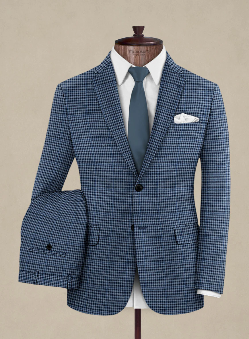 Italian Murano Ramesa Blue Wool Linen Silk Suit - Image 2