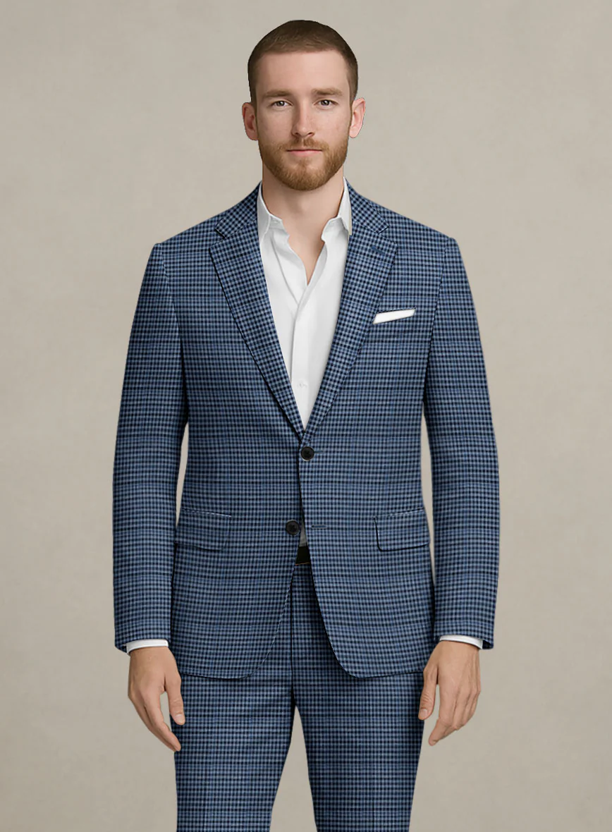 Italian Murano Ramesa Blue Wool Linen Silk Suit - Image 3