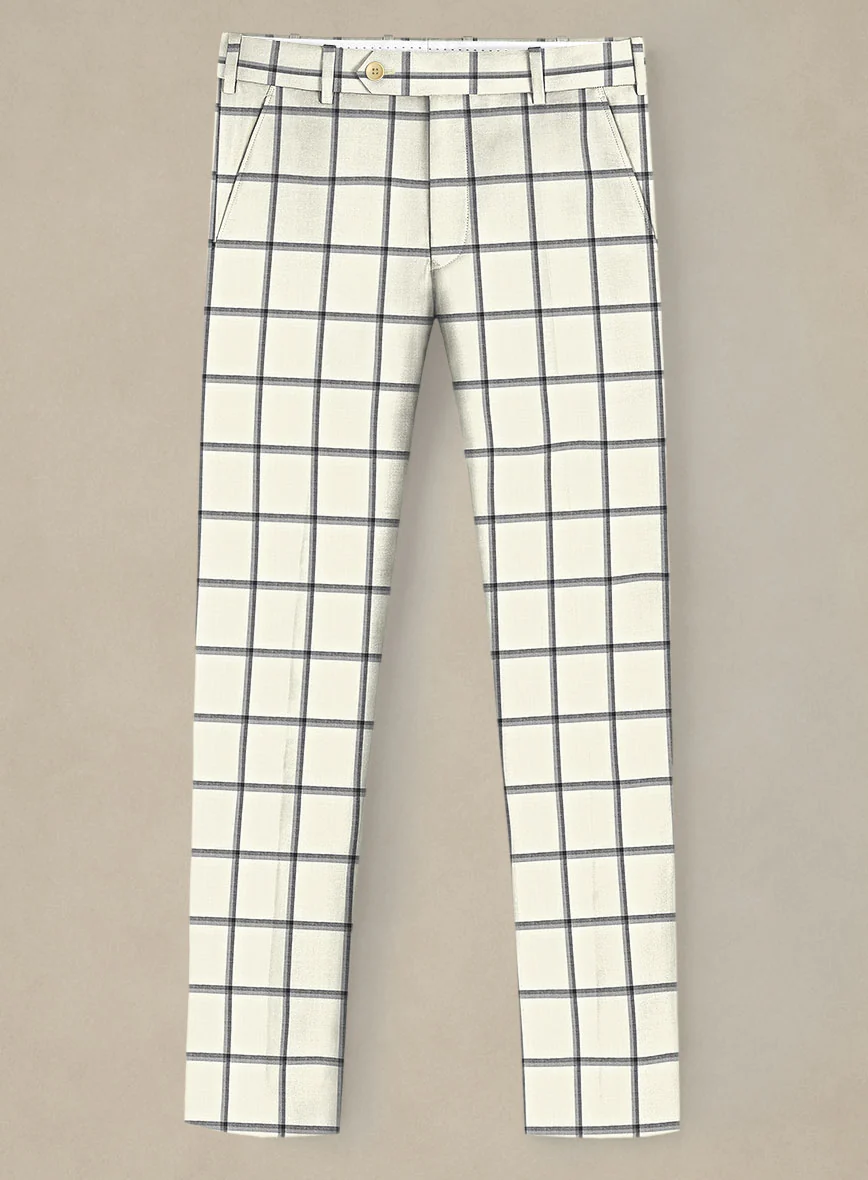 Italian Murano Recamo Ivory Wool Linen Silk Pants - Image 2