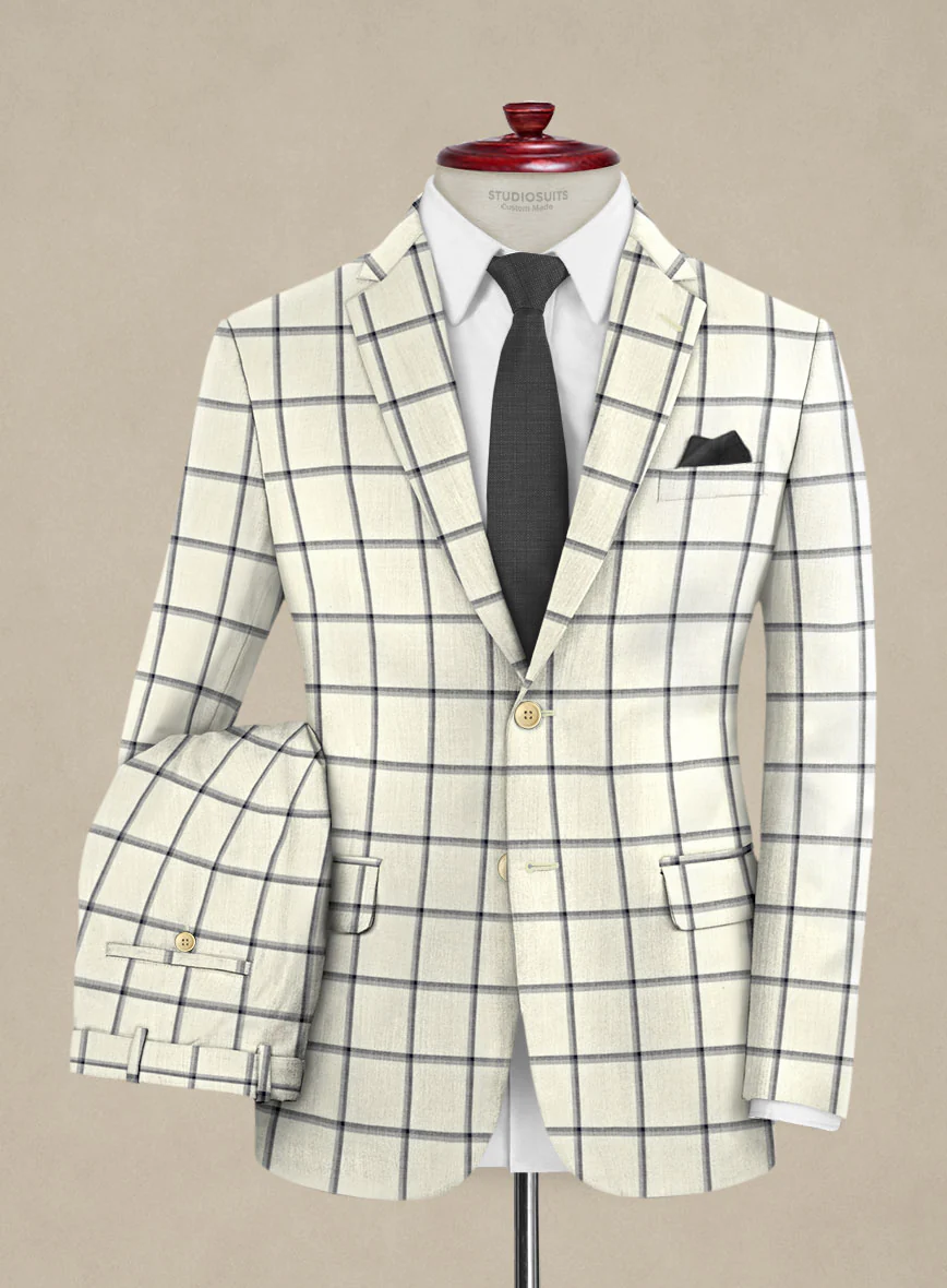 Italian Murano Recamo Ivory Wool Linen Silk Suit - Image 2