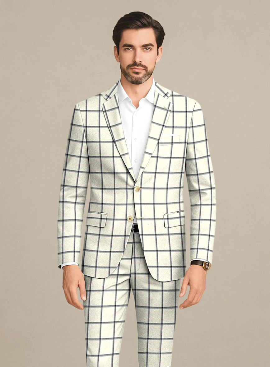 Italian Murano Recamo Ivory Wool Linen Silk Suit - Image 3