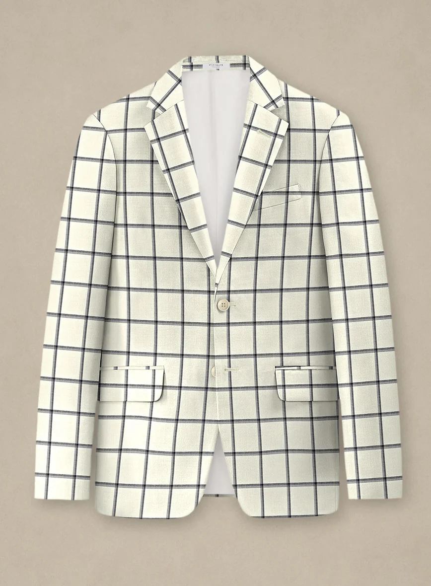 Italian Murano Recamo Ivory Wool Linen Silk Suit - Image 4