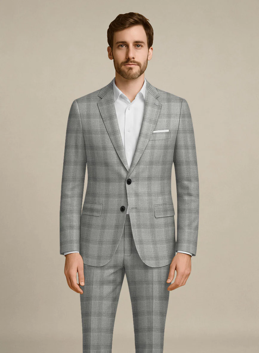 Italian Murano Sageo Gray Wool Linen Silk Suit - Image 4