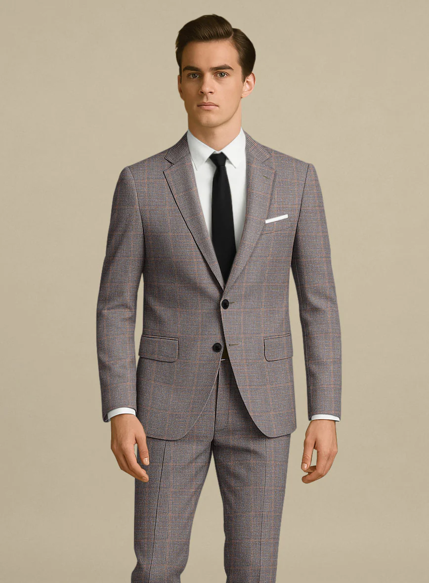 Italian Murano Satie Houndstooth Wool Linen Silk Suit - Image 3