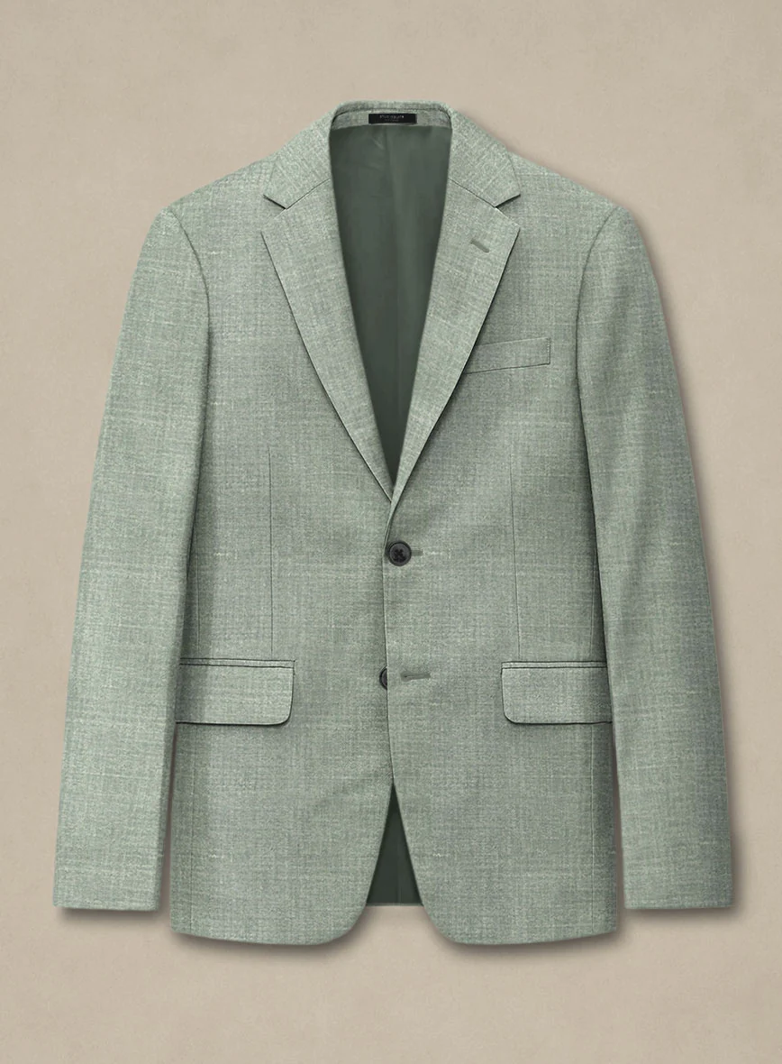 Italian Murano Seasalt Green Wool Linen Silk Suit - Image 2