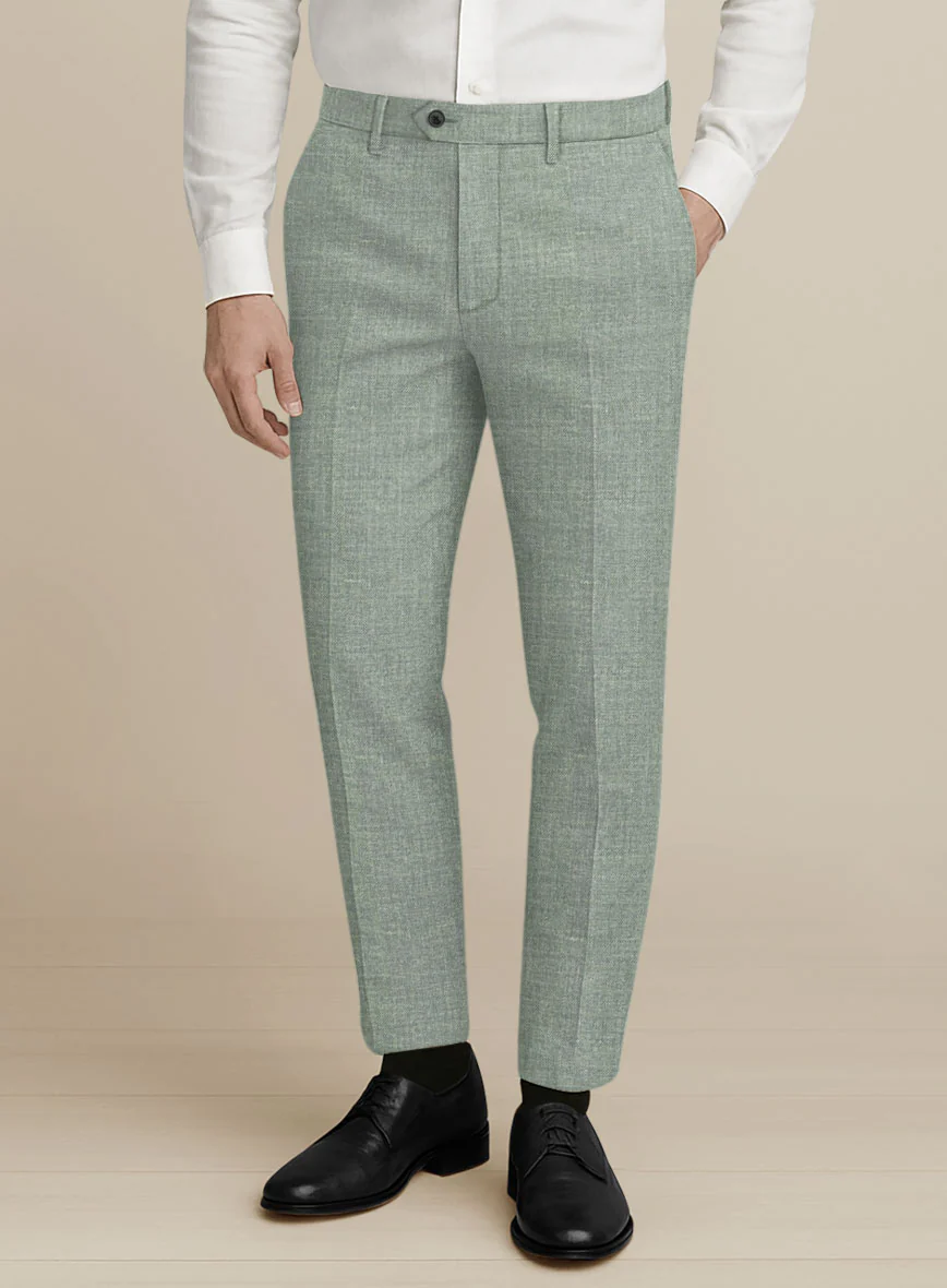 Italian Murano Seasalt Green Wool Linen Silk Suit - Image 4
