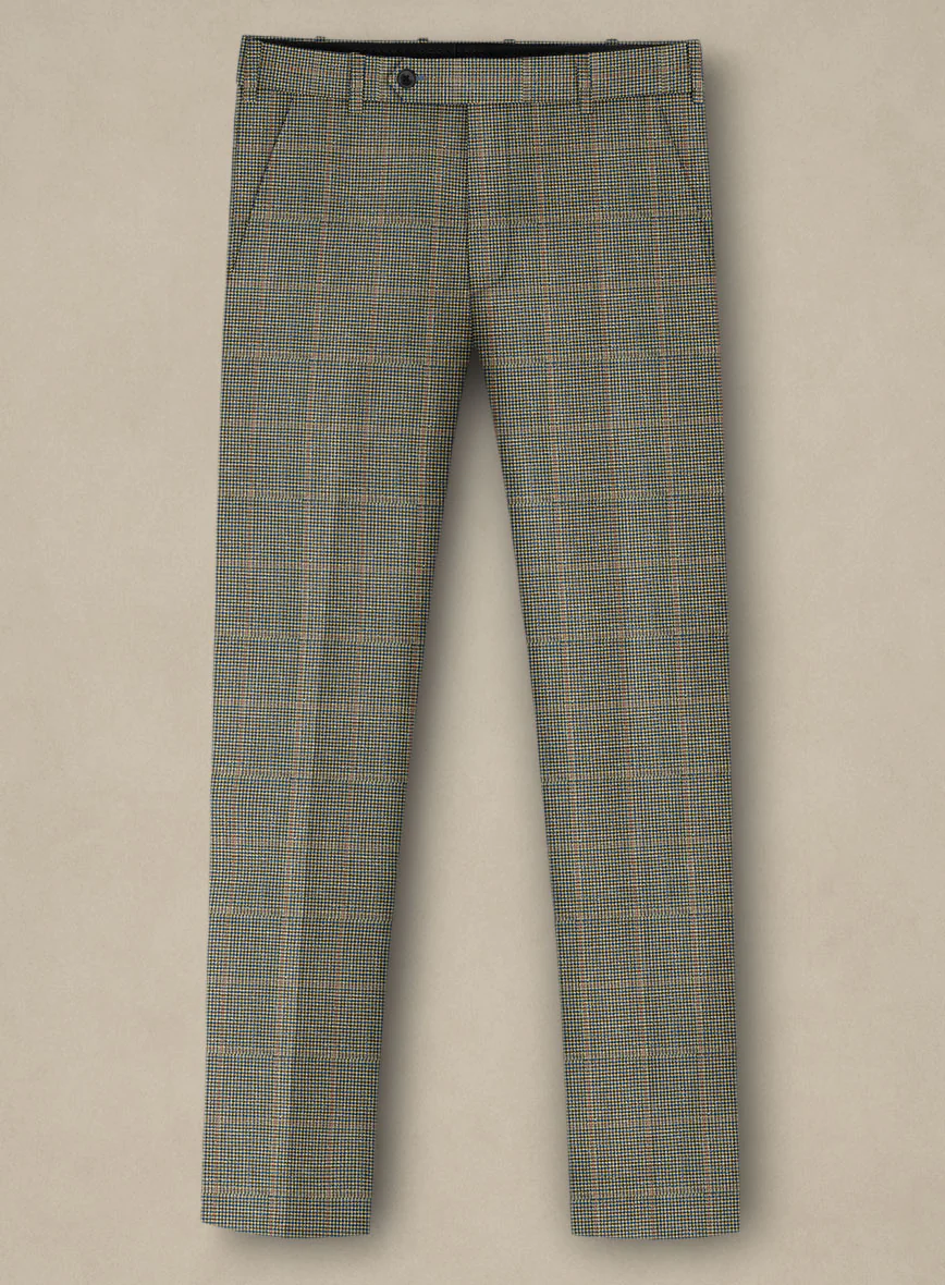 Italian Murano Sero Houndstooth Wool Linen Silk Pants - Image 2