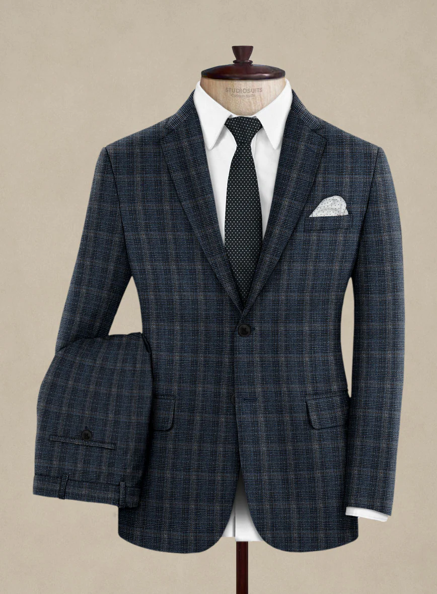 Italian Murano Sovil Blue Wool Linen Silk Suit - Image 2