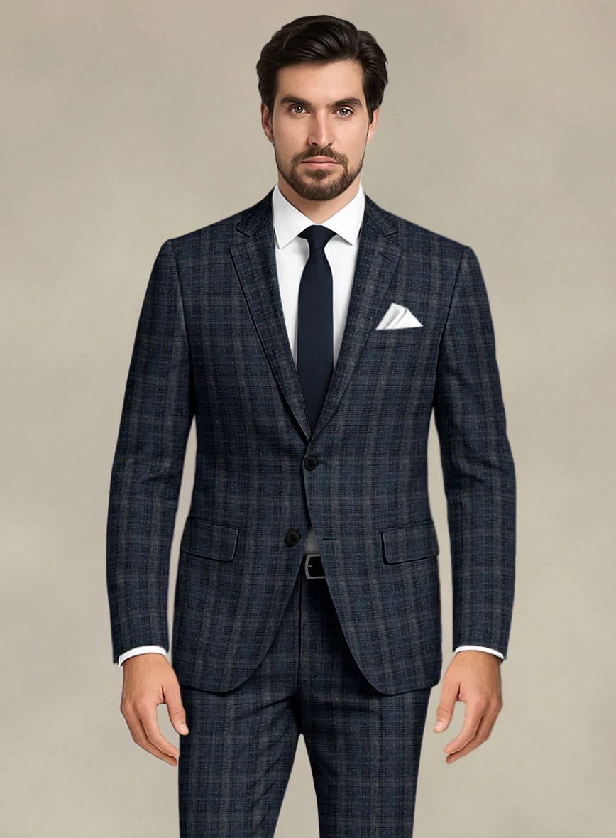 Italian Murano Sovil Blue Wool Linen Silk Suit - Image 3