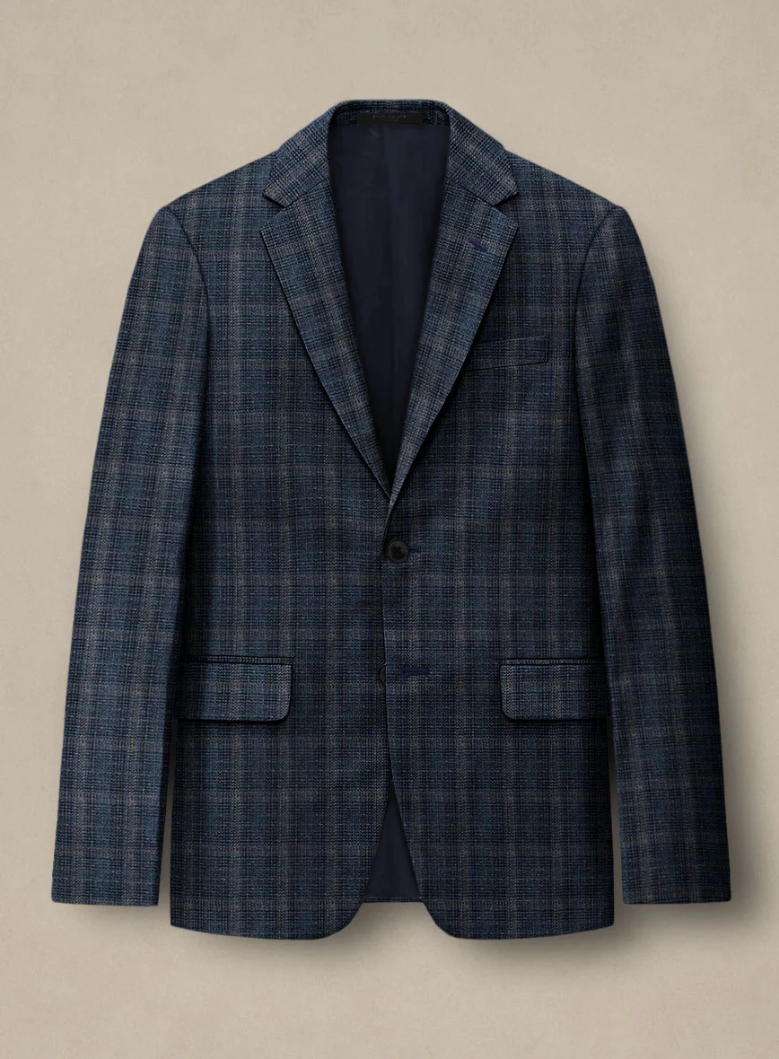 Italian Murano Sovil Blue Wool Linen Silk Suit - Image 4