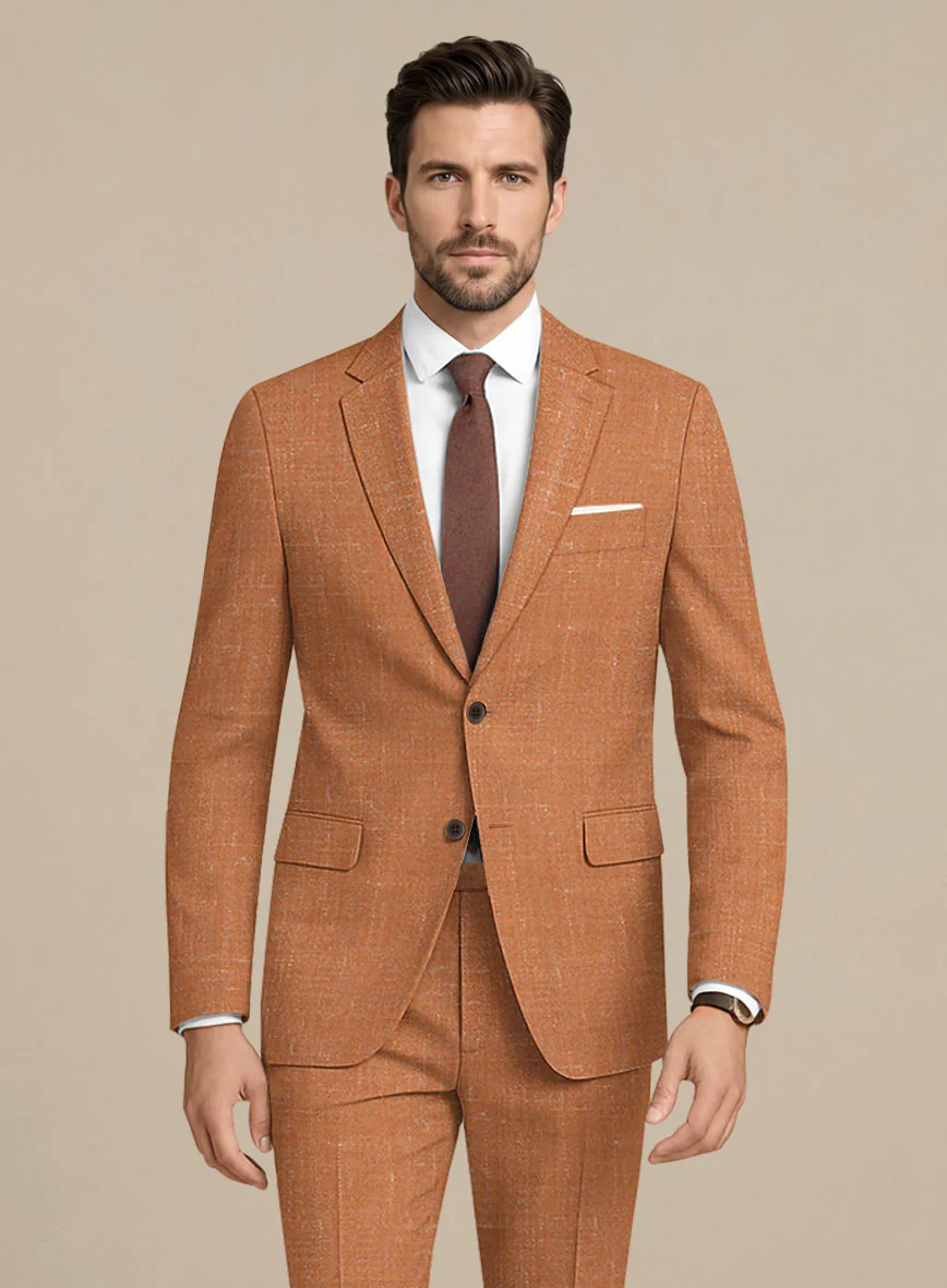 Italian Murano Tuscan Clay Wool Linen Silk Suit - Image 3